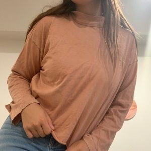 Mock neck slightly cropped long sleeve